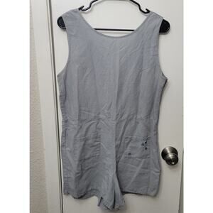 Junk Food X Disney Gray Embroidered Mickey Mouse Linen Blend Shorts Romper Med